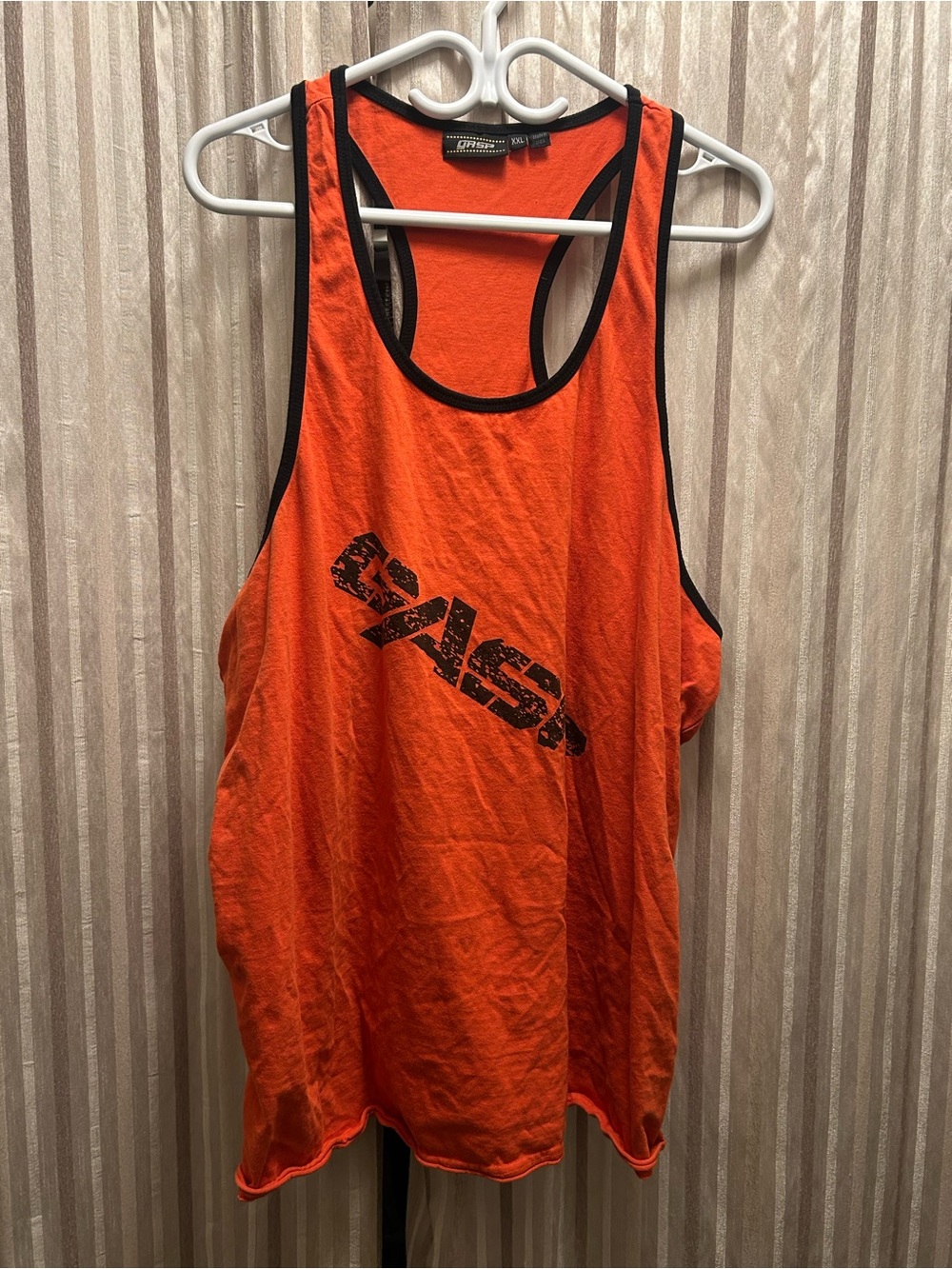 GASP Men’s Orange Vintage T-Back Tank with Black Trim, Size XXL